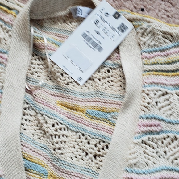 NWT Zara Adorable Knit Pointelle Cardigan Jacket Sweater Pastel and Cutouts - Picture 12 of 16
